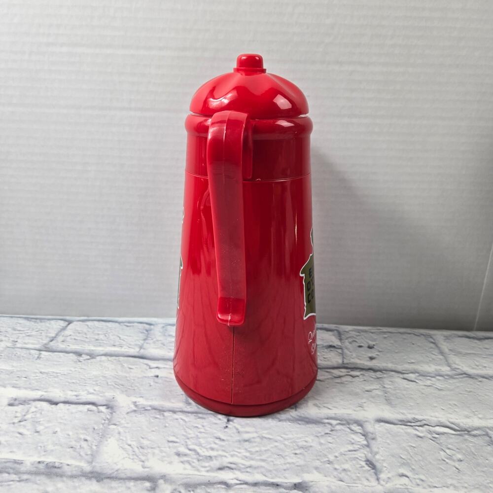 Vintage 1989 Eight O'clock Coffee Red Thermal Carafe Plastic Advertising Logo - Picture 5 of 13